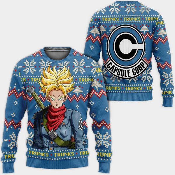 Divesart - Future Trunks Ugly Christmas -villapaita ja -huppari mukautettuja anime Dragon Ball -joululahjoja